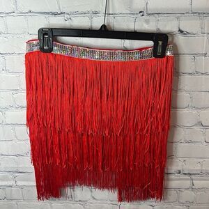 🎃 Halloween Costume - Red Fringe Skirt - Size Small